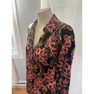 Esqualo Pink Green Abstract Snakeskin Viscose Button Down Blouse Size 8 EU 38